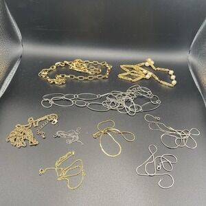 Unsigned Silver & Gold Tone Chain Necklace Lot Vintage Estate Faux Pearl 9pc